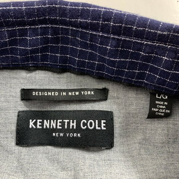 COPY - Kenneth Cole Button Down Shirt Mens Large Long Sleeve Blue Check Busines… - Picture 10 of 12